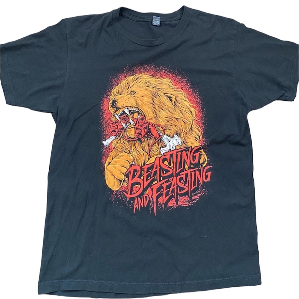 Vintage T Shirt  Men’s Large Black Lion Gaming Large Winning Design Beasting
